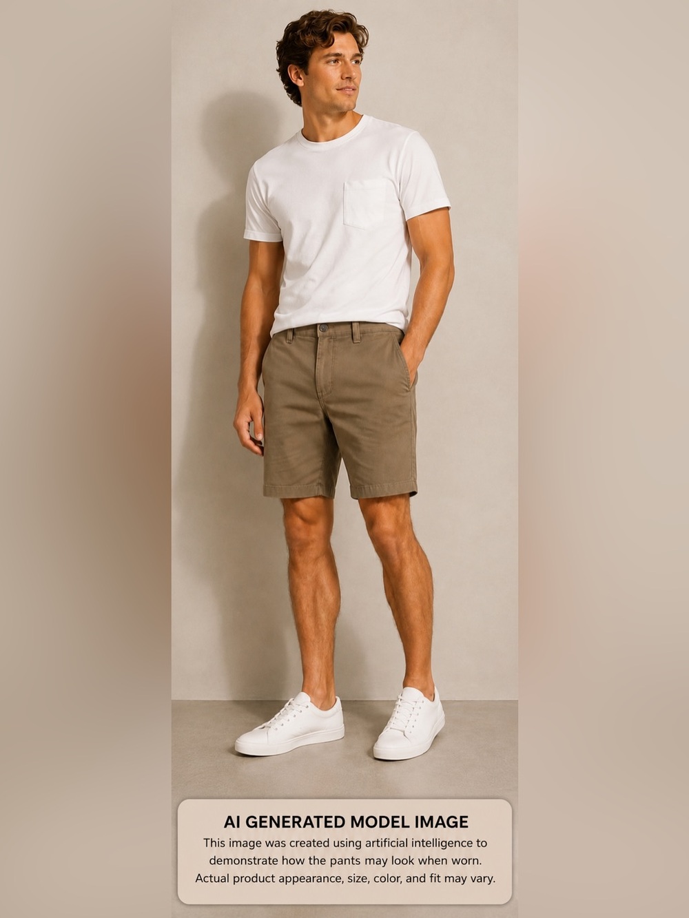 Volcom Men's Tan Flat Front Khaki Shorts